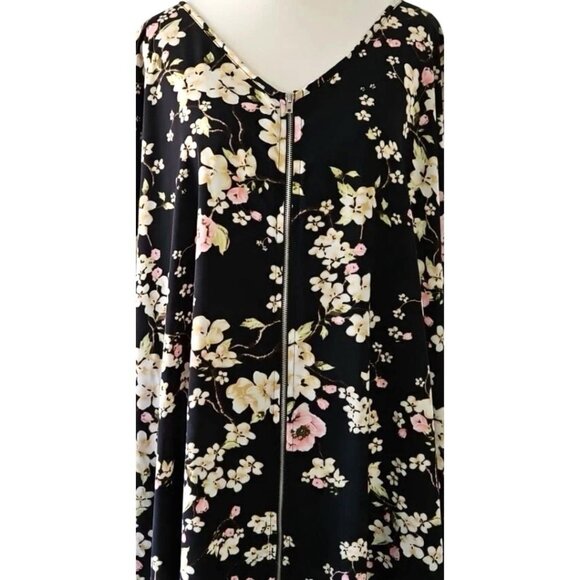 Torrid Floral V-Neck front Zip Up Down Kimono & Poncho Cape Size 4 - Picture 14 of 14